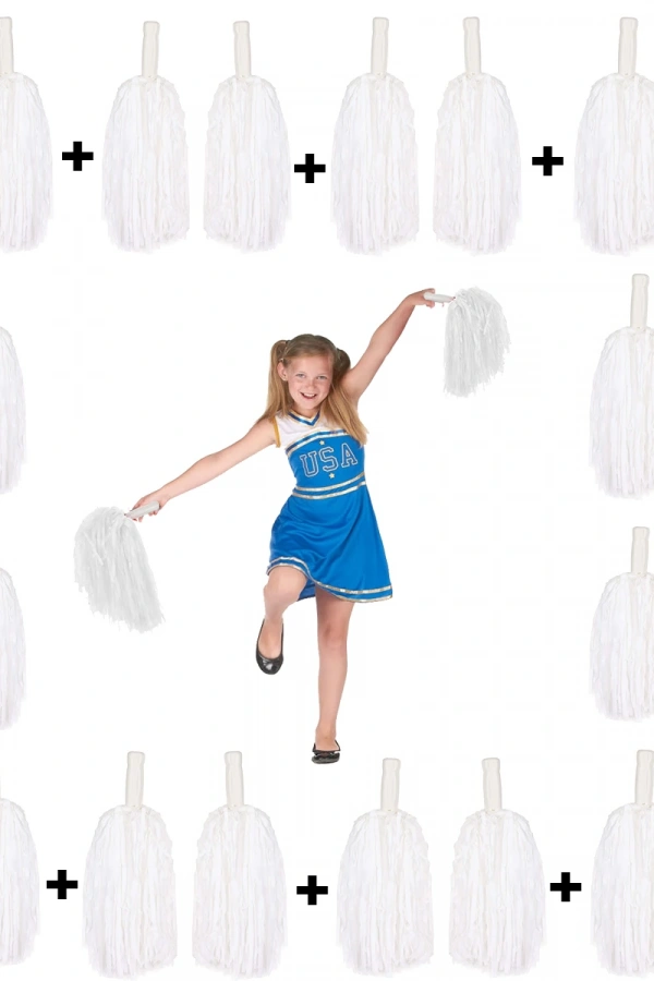 12 Çift Beyaz Gösteri Ponponu (24 Adet)