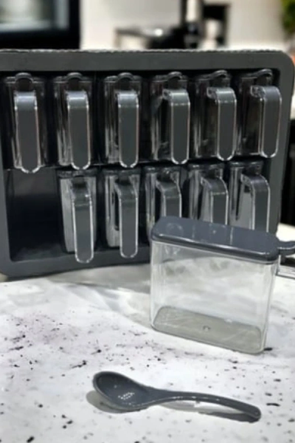 12li Standlı Kaşıklı Baharatlık Seti