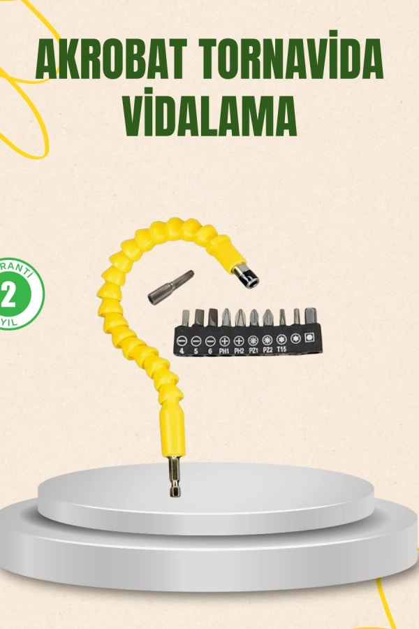 12 Parça Akrobat Vidalama Uç Seti Esnek Dar Alan Kullanım