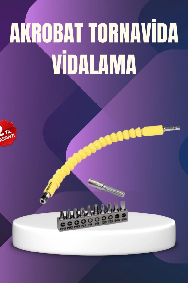 12 Parça Vidalama Uç Seti Akrobat Tasarım Dayanıklı Metal