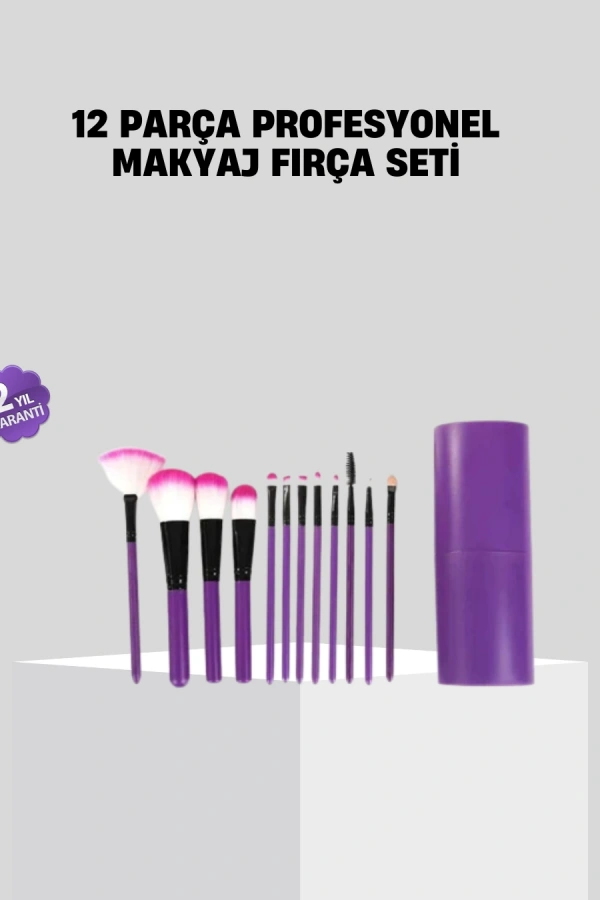 12’li Profesyonel Makyaj Fırça Seti Ultra Yumuşak Sentetik Kıllı