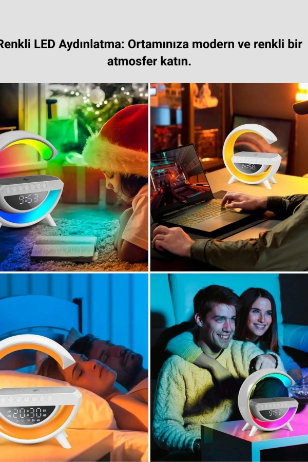 13 Renk Seçenekli Kablosuz Şarj Cihazlı LED Lamba