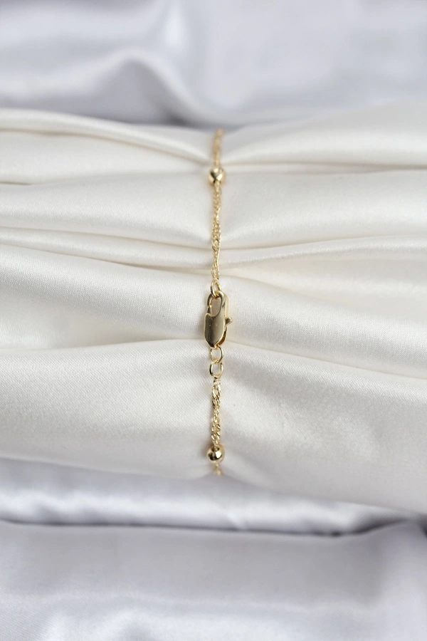 14K Gold Renk Kaplama Topçuklu Model CM Kadın Bileklik