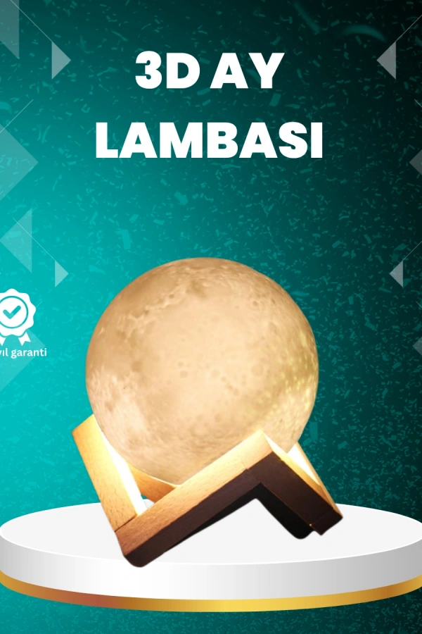 16 Renkli 3D Ay Gece Lambası RGB Modlu Şarjlı