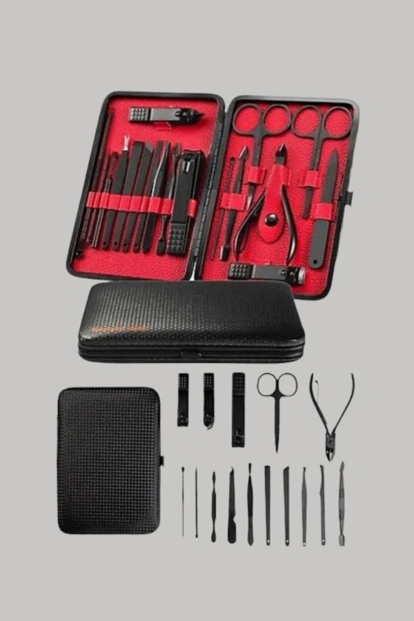 17 Parça Profesyonel Manikür Pedikür Seti Paslanmaz Çelik Siyah Kutu