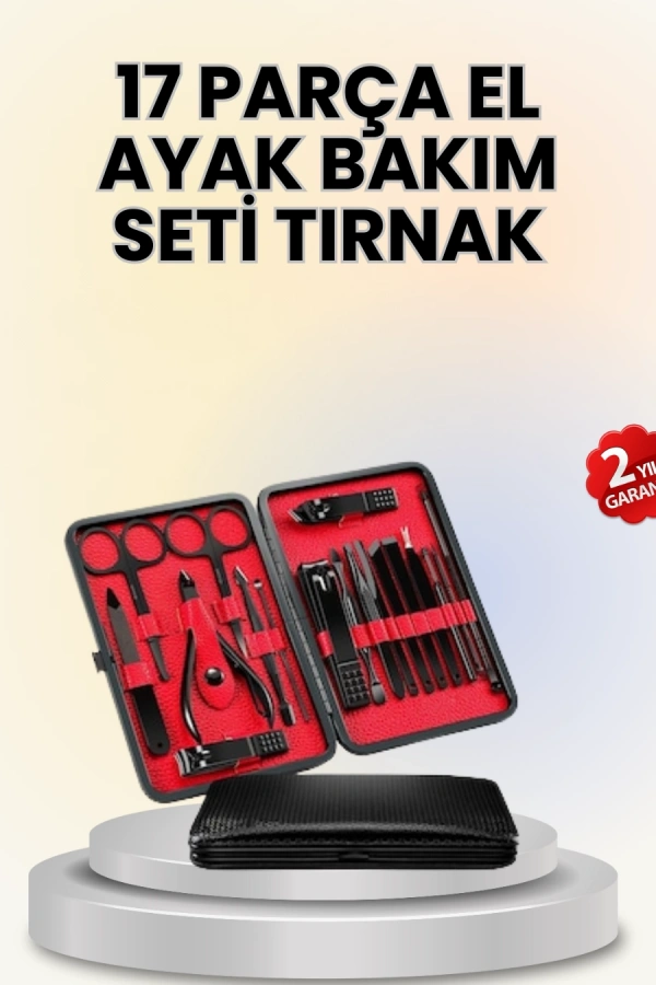 17 Parçalık Deri Kaplamalı Manikür Seti