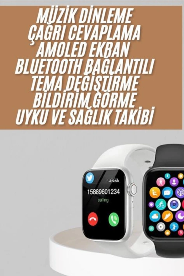 1.83 İnç Akıllı Saat Android ve İOS Uyumlu Çağrı Cevaplayabilen Adımsayar GPS Takibi