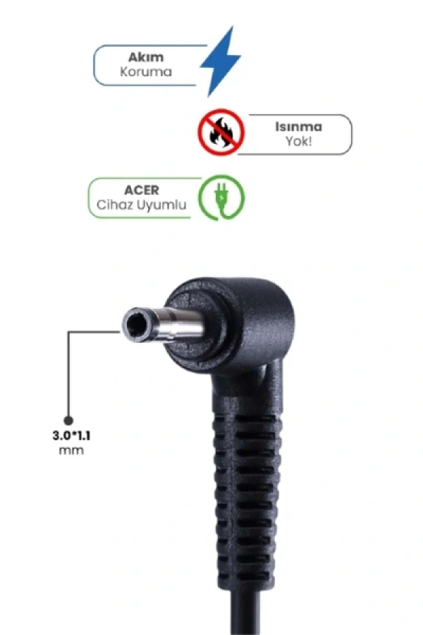 19V 3.42A 3.0 * 1.1mm 65W ACER İçin Laptop Adaptör