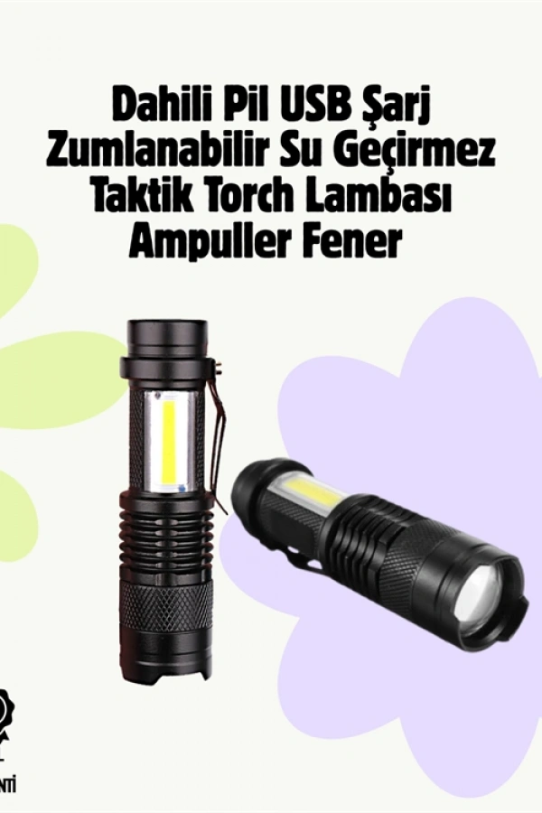 2000 Lümen LED El Feneri - Suya Dayanıklı, Odaklı, Klipsli