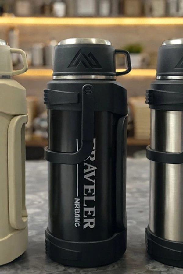 2000 ml Bardaklı Çift Katmanlı Vakumlu Paslanmaz Çelik Termos