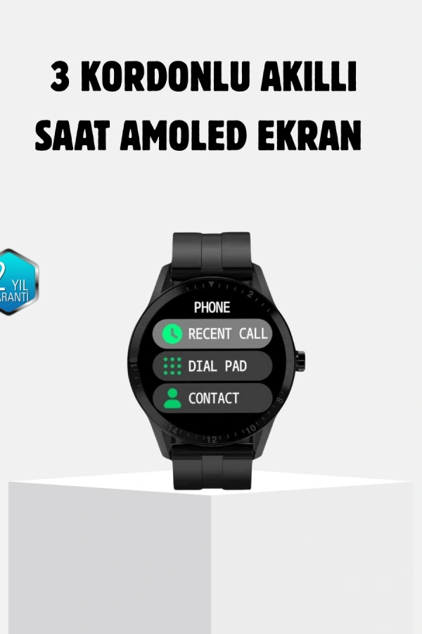3 Kordonlu AMOLED Akıllı Saat – Sağlık Takipli