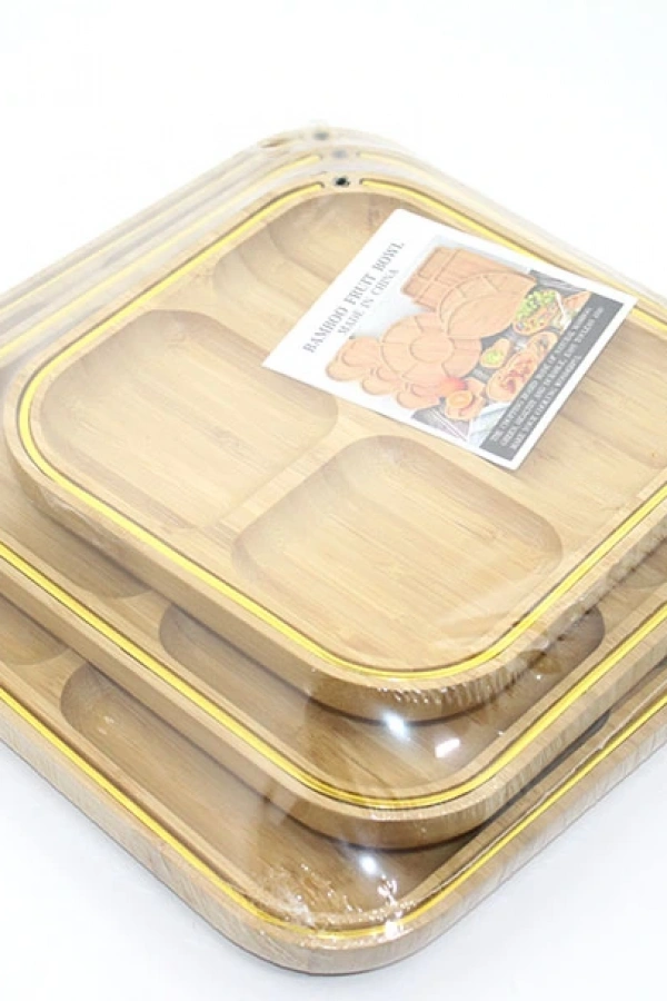 3lü Ahşap Kahvaltı Çerez Ve Meyve Sunum Tabağı