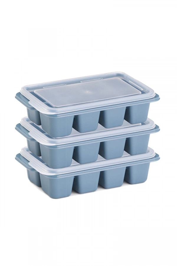3lü Mini Buz Kalıbı - Küp Şekilli - Kapaklı - Plastik