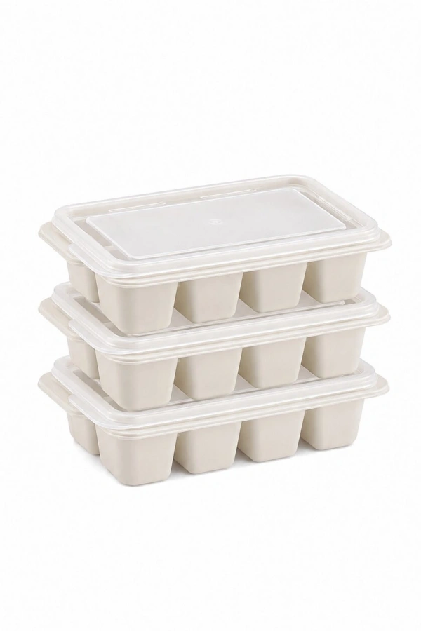 3lü Mini Buz Kalıbı - Küp Şekilli - Kapaklı - Plastik