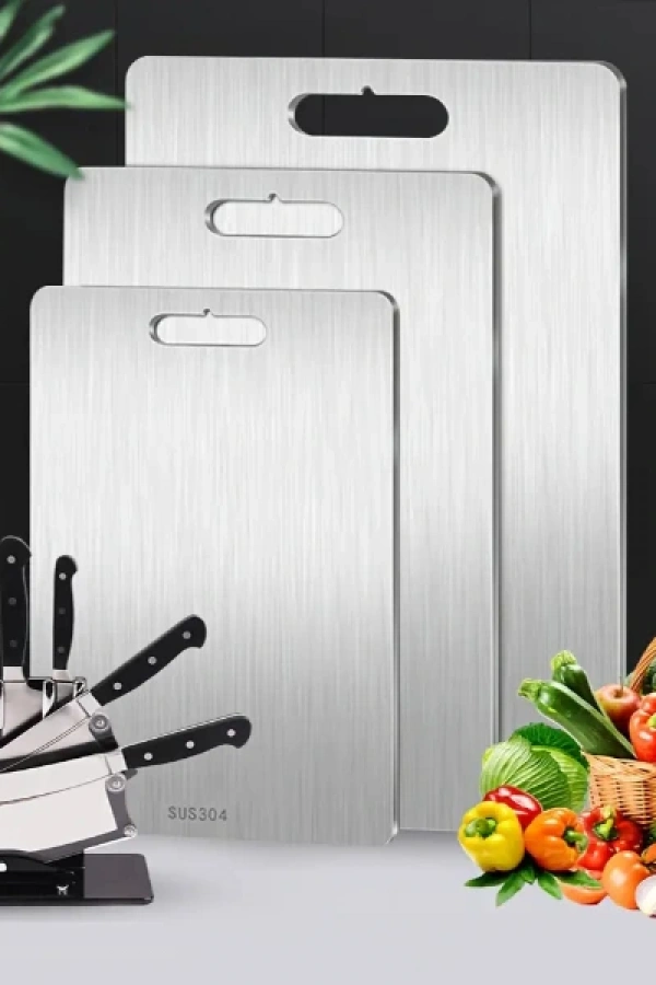 3lü Paslanmaz Çelik Kesme Tahtası Seti