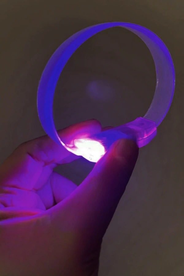 3 Modlu Pilli LED Işıklı Esnek Parti Bilekliği Mor