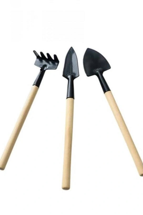 3 Parça Mini Bitki Hobi Seti - Bahçe Saksı Sukulent  Bakım Çapa-Tırmık-Kürek