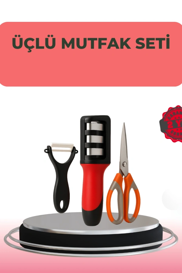 3 Parçalı Çok Fonksiyonlu Mutfak Makas Seti – Paslanmaz Çelik, Ergonomik Tasarım