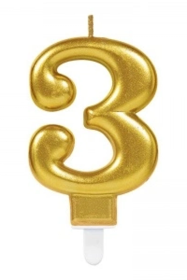 3 Rakamı Mum Gold Renk