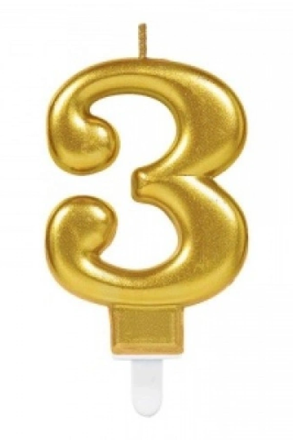 3 Rakamı Mum Gold Renk
