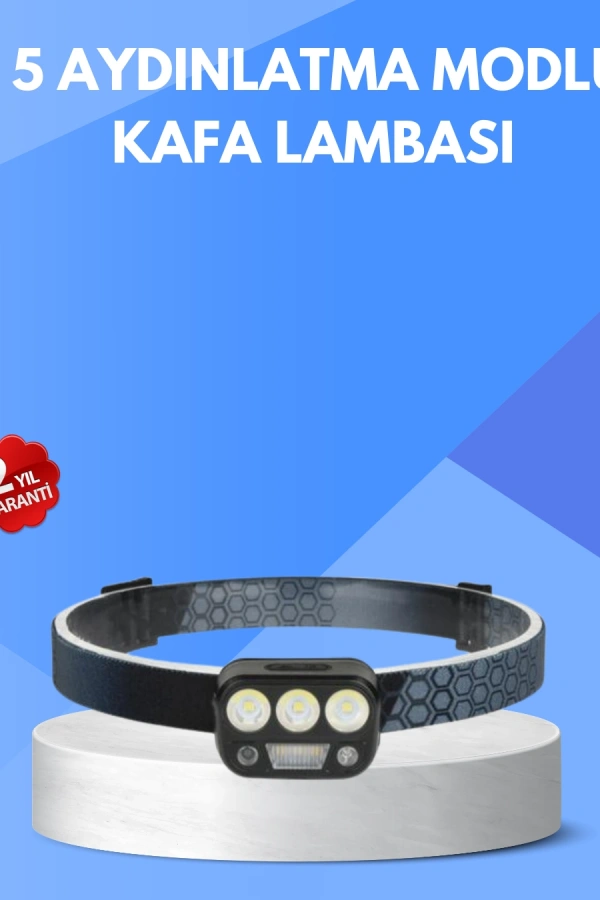 300 Lümen Sensörlü LED Kafa Lambası USB Şarjlı SOS Modlu