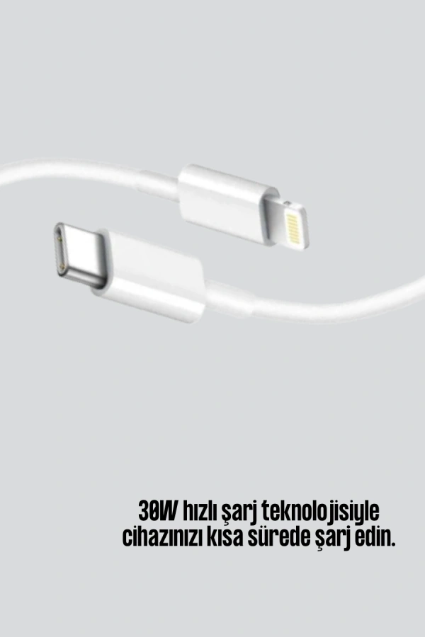 30W Type-C Lightning Hızlı Şarj Kablosu 1.2m iPhone Uyumlu
