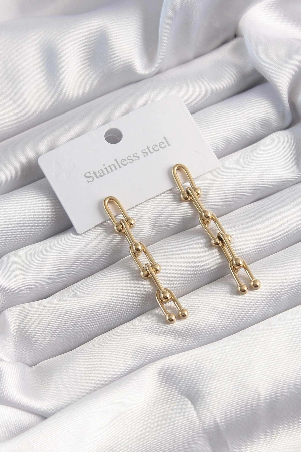 316L Çelik Altın Renk Sallantılı Model Küpe