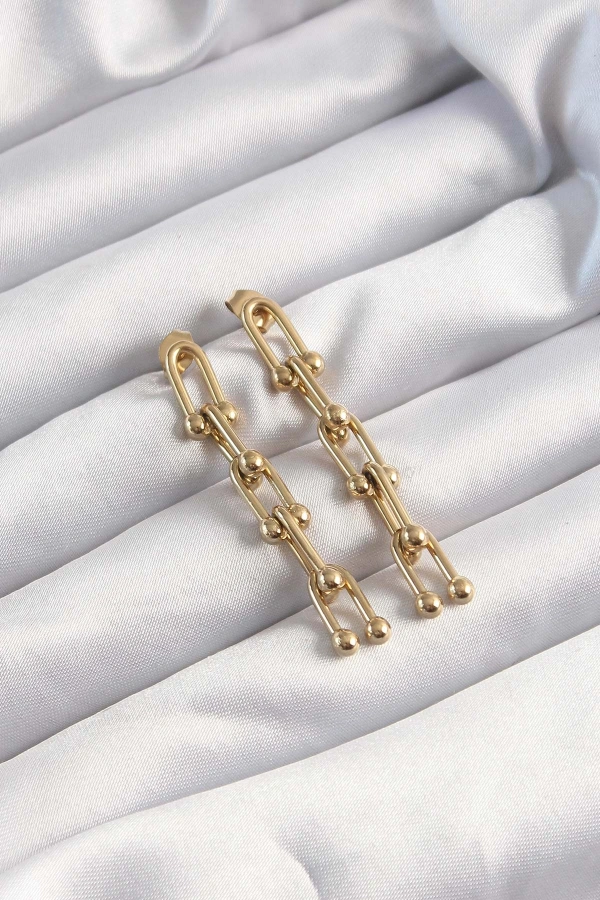 316L Çelik Altın Renk Sallantılı Model Küpe