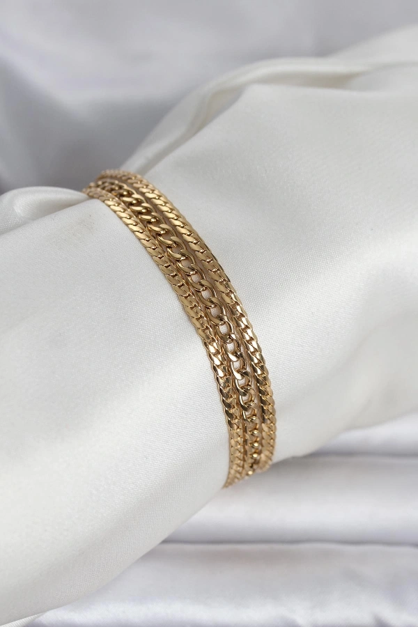 316L Çelik Gold Renk 3lü Kadın Bileklik