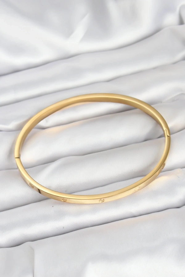 316L Çelik Gold Renk 65 mm İnce Kadın Kelepçe Bileklik