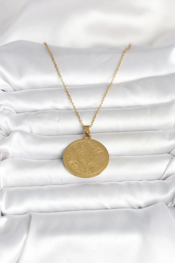 316L Çelik Gold Renk Ayetel Kürsi Yazılı Kolye