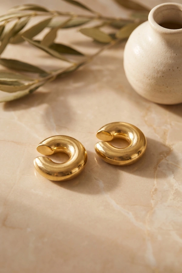 316L Çelik Gold Renk Çiftli Earcuff Küpe