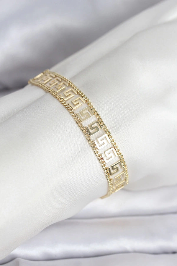 316L Çelik Gold Renk Labirent Model Kadın Bileklik