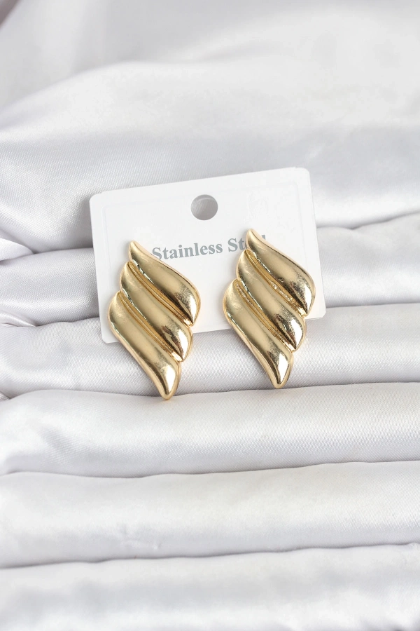 316L Çelik Gold Renk Motif Model Kadın Küpe