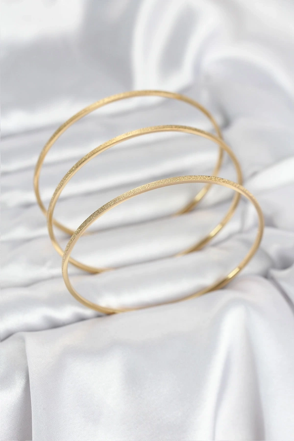 316L Çelik Gold Renk Simli Model Ajda 65 mm Kadın Bileklik