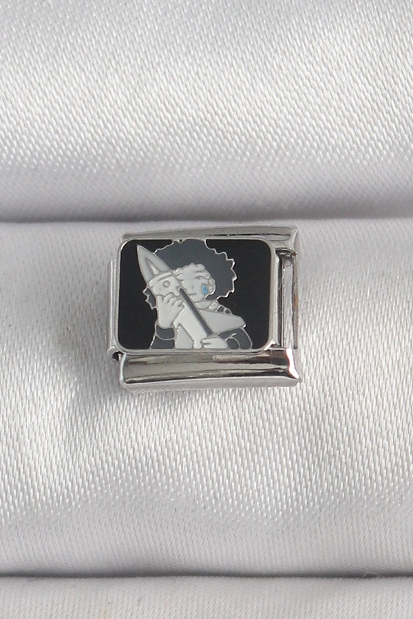 316L Çelik Gümüş Renk Siyah İşlemeli Portre Model Nomination Charm