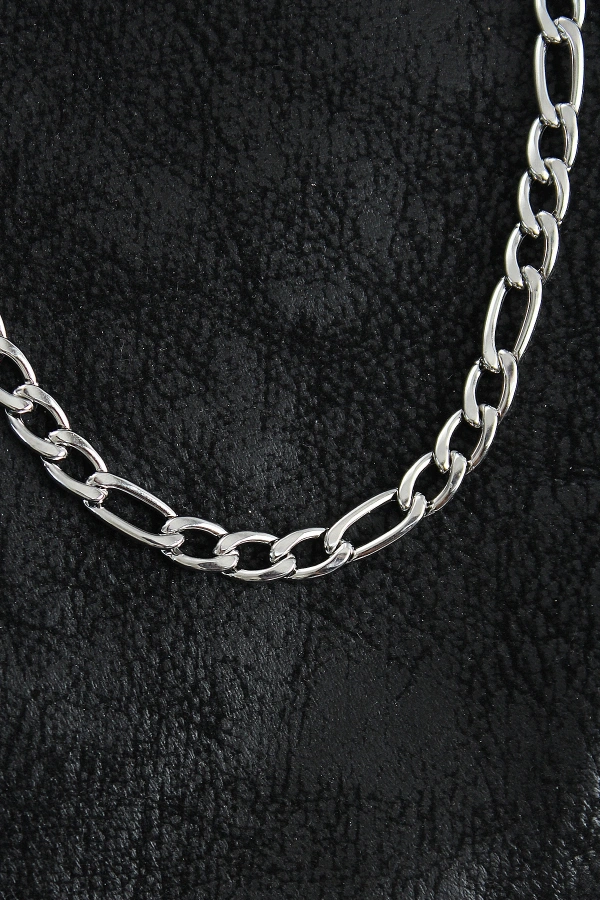 316L Çelik Kalın Figaro Zincir Model Gümüş Renk Erkek Kolye