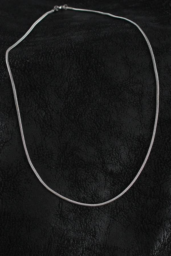 316L Çelik Örme Zincir Model Gümüş Renk Erkek Kolye