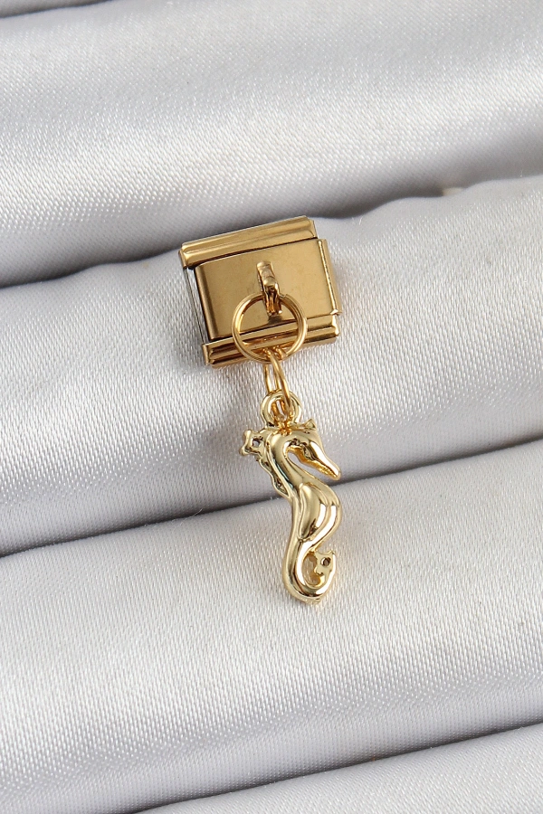 316L Çelik Sallantılı Deniz Atı Model Gold Renk Nomination Charm
