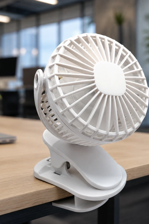 360 Derece Dönebilen Mandallı Şarjlı Mini Masa Fanı