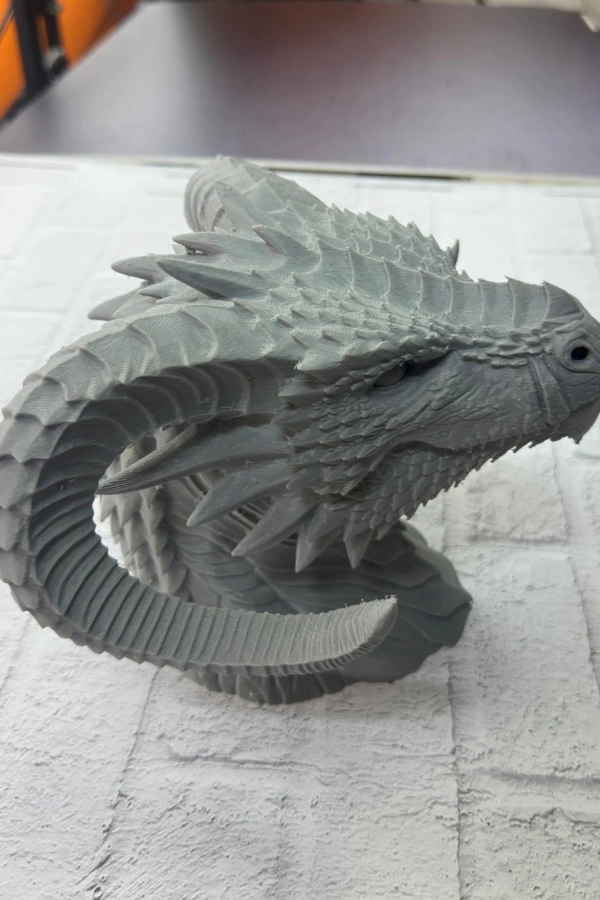 3D Ejderha Başı Heykeli Koleksiyonluk Dekoratif Figür 22x17 cm