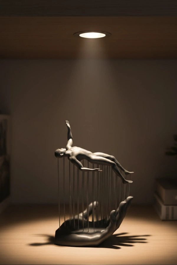 3D El İnsan Figürü Gri Soyut Modern Dekoratif Biblo