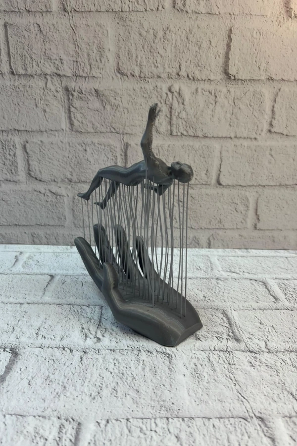 3D El İnsan Figürü Gri Soyut Modern Dekoratif Biblo