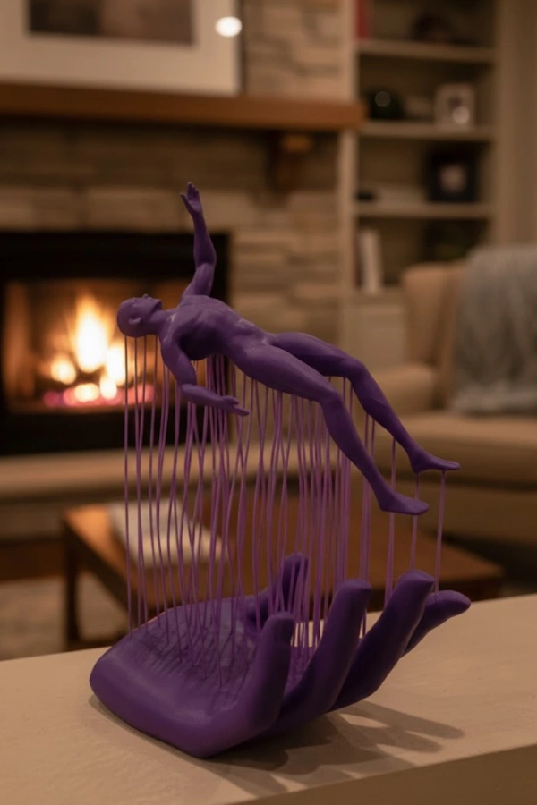 3D El İnsan Figürü Mor Modern Masa Üstü Ev ve Ofis Dekoru