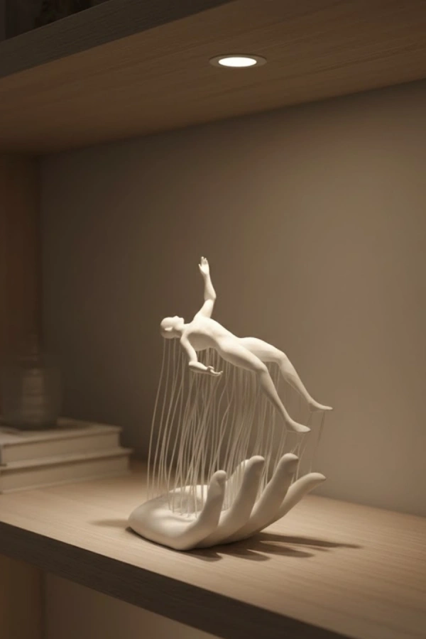 3D El Üzerinde İnsan Figürü Beyaz Minimal Masa Üstü Dekor