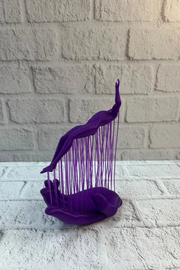 3D El Üzerinde İnsan Figürü Mor Soyut Tasarım Dekor Biblo