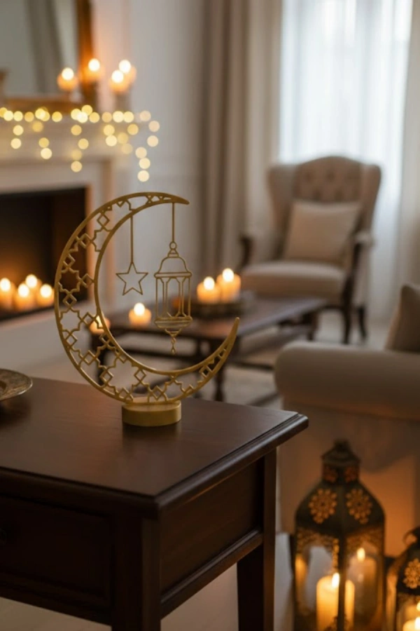 3D Hilal Cami Dekor 20x20 cm Özel Baskı Masa Üstü Süs