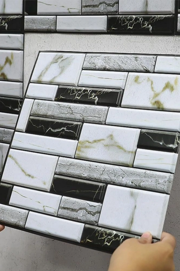 3D Mermer Görünümlü Kendinden Yapışkanlı Duvar Sticker