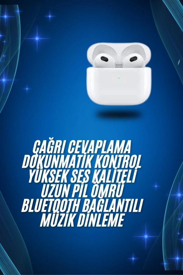 3.Nesil İOS Android Uyumlu Bluetooth 5.0 Beyaz Çağrı Cevaplama