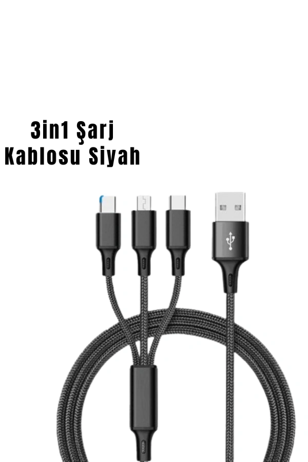 3’ü 1 Arada Hızlı Şarj Kablosu
